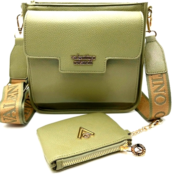 Valentino Orlandi Crossbody Bag Camo Green W/card Holder Wallet - Picture 1 of 8
